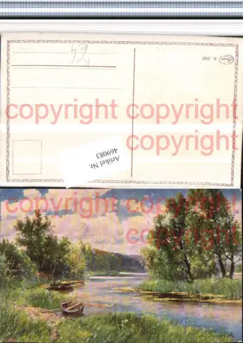 469083,Künstler AK N. Friedrich Landschaft Fluss Boot