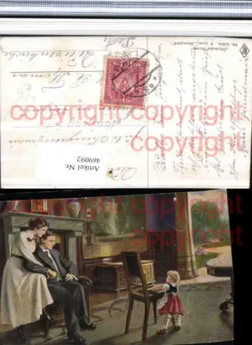 469092,Künstler AK F. Zemt Elternglück Paar Kind Stuhl