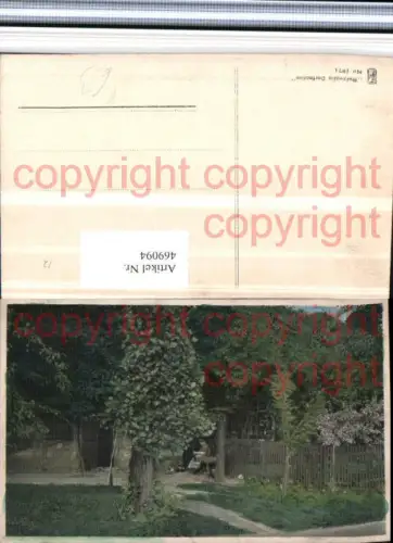 469094,Künstler AK Dorfmotiv Frau Lesen liest Garten