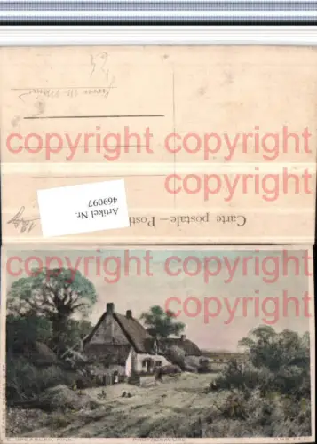 469097,Künstler AK E. Greasley Landschaft Haus