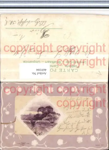 469104,Präge Künstler Litho Landschaft Passepartout Blumen