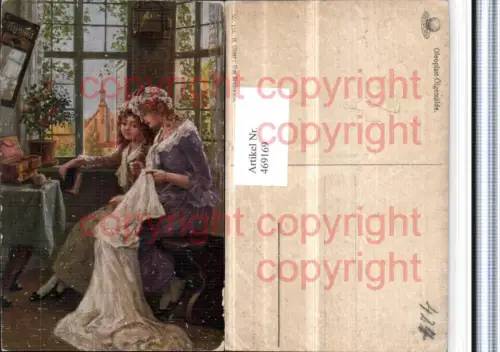 469169,Künstler AK H. Gitter Das Brautkleid Frau Sticken pub Oleoplast 336