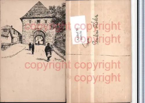 469176,Künstler AK H. Berger Stadttor Tor Straßenpartie