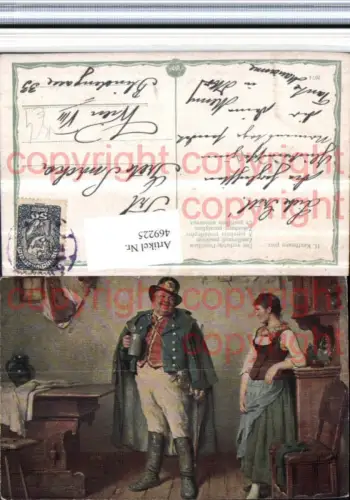 469225,Künstler AK H. Kauffmann Der verliebte Postillion Mann Bier Krug