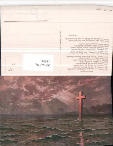 485911,Künstler AK H. Rettig Seemannsgrab Meer Kreuz