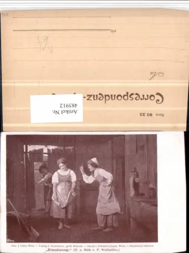 485912,Künstler AK F. Waldmüller Ermahnung Mutter Tochter Typen