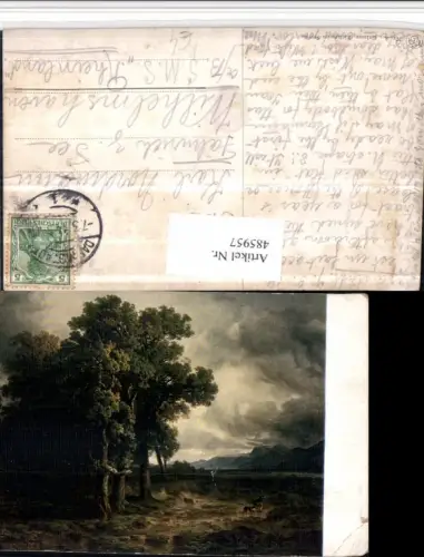 485957,Künstler AK Alexandre Calame Eichen im Sturm Landschaft