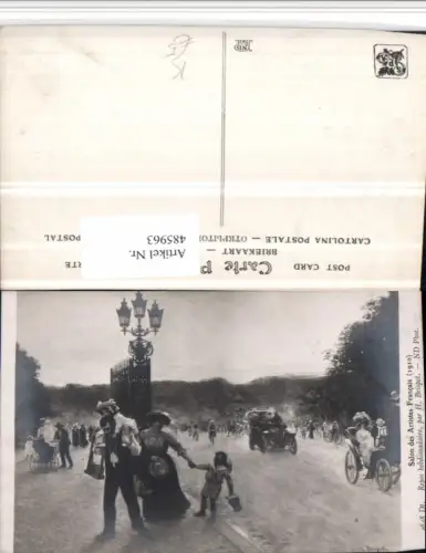 485963,Künstler AK H. Brispot Familie Kinder Straßenansicht Auto