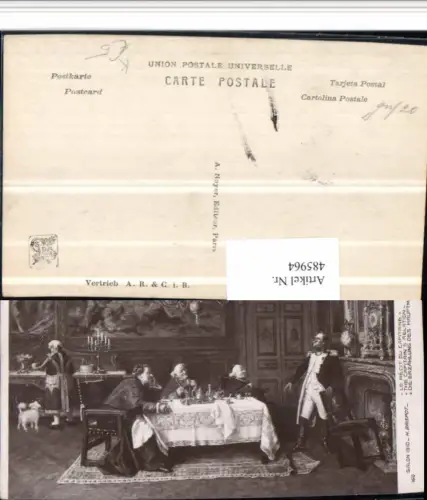 485964,Künstler AK H. Brispot Erzählung des Hauptmann Tisch Luster