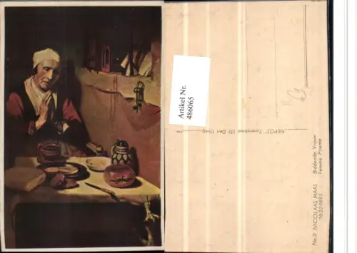 486065,Künstler AK Nicolaas Maas Femme Prainte Alte Frau Gebet Essen