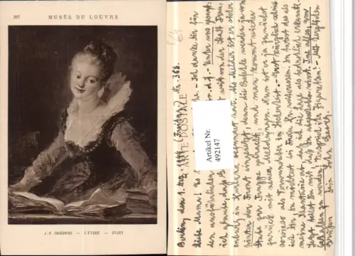 492147,Künstler AK J.-H. Fragonard Etude Frau Portrait Buch