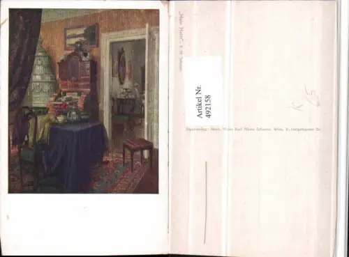 492158,Künstler AK K.M. Schuster Mein Heim Zimmer Innenansicht