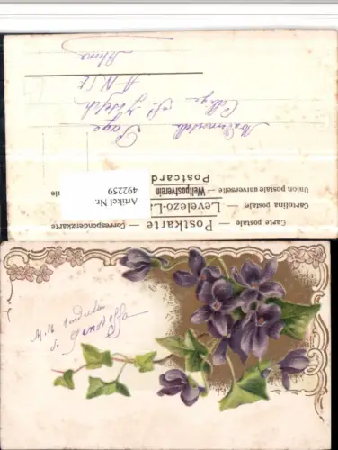 492259,Präge Künstler Litho Blumen Veilchen