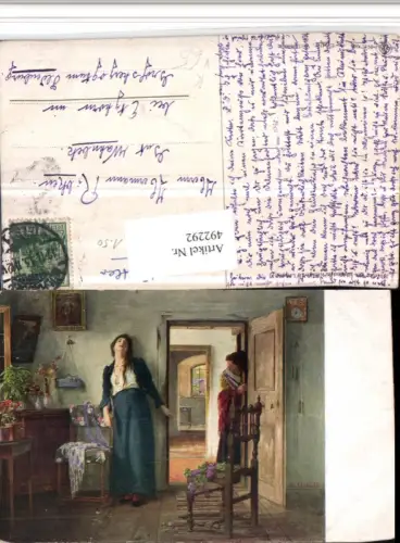 492292,Künstler AK A. Echtler Verlassen Frau Trauer pub Museum Leipzig