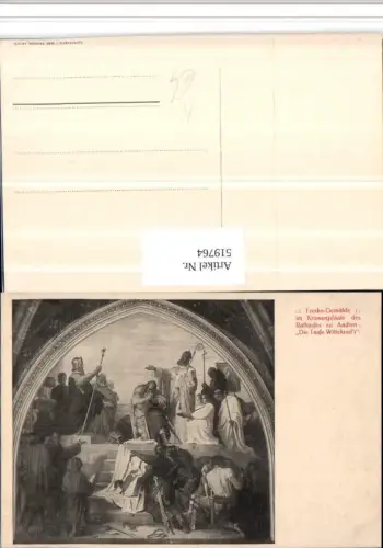 519764,Künstler AK Fresko Aachen Rathaus Taufe Wittekinds