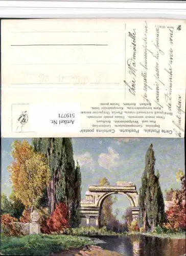 519771,Künstler AK H. Meinzolt München Landschaft Ruine Tor