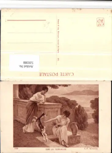 520388,Künstler AK L.-F. Kowalsky Sur la Terrasse Frauen Ziege