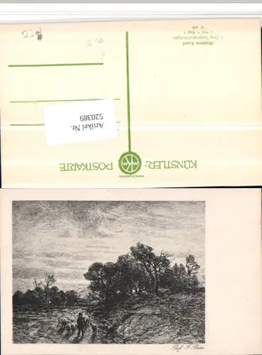 520389,Künstler AK F. Baer Federzeichnung Landschaft Hirte Schäfer