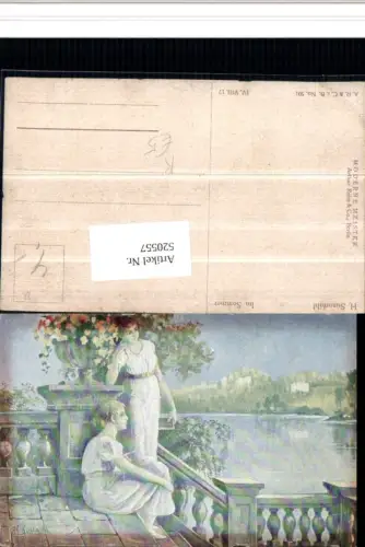 520557,Künstler AK H. Susenmihl Im Sommer Frauen Kleider Stiege