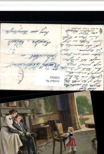 520562,Künstler AK F. Zemt Elternglück Familie Kind Stuhl Sessel