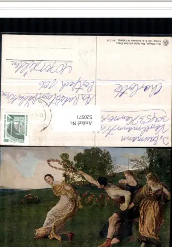 520571,Künstler AK Max Klinger Das Spiel mit dem Kranz Personen Blumenkranz