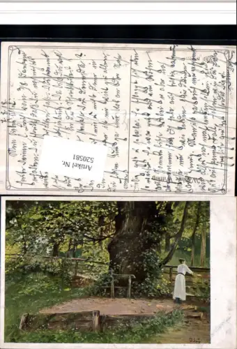 520581,Künstler AK Walther Witting In Erwartung Frau Kleid Baum