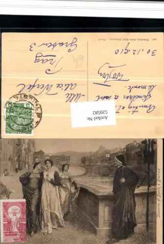 520582,Künstler AK Incontro di Dante e Beatrice Frauen Fluss Brücke