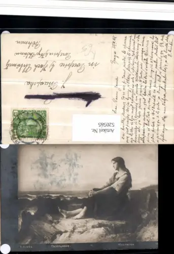 520585,Künstler AK A. Romes Meditation Frau Küste