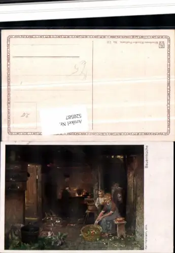 520587,Künstler AK Karl Hartmann Bauernküche Küche Kinder