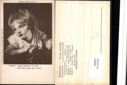 520600,Künstler AK Greuze Junges Mädchen mit Apfel pub Ottmar Zieher 126