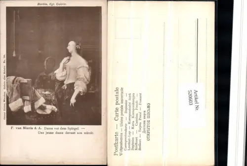 520603,Künstler AK F. Van Mieris d. A. Dame vor dem Spiegel pub Ottmar Zieher 166
