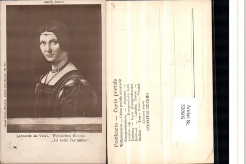 520605,Künstler AK Leonardo da Vinci Weibliches Bildnis pub Ottmar Zieher 407