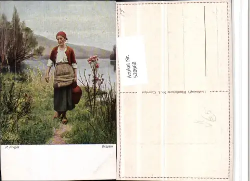 520668,Künstler AK R. Knight Brigitte Frau Typ Krug Ufer pub Hanfstaengl 5