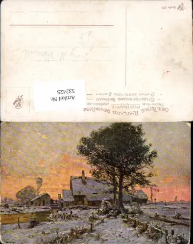532425,Künstler AK Georg M. Meinzolt München Dorf Winter