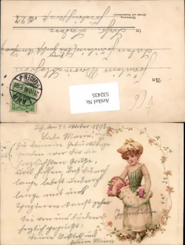 532435,Künstler Litho Mädchen Kind Blumen pub Juxberg Frankfurt