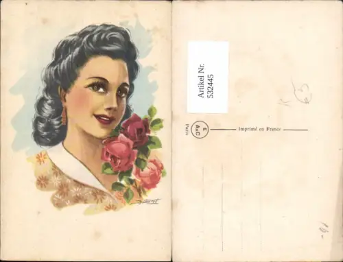 532445,Künstler AK Albert Frau Glamour Rosen