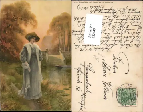 532446,Künstler AK Frau Kleid Hut Mode n Gengenbach pub Dondorf 411