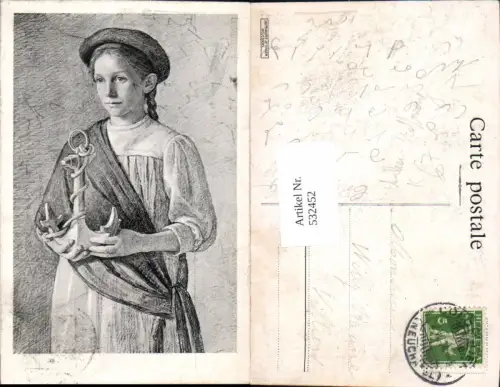 532452,Künstler AK Anker Hoffnung Mädchen Religion