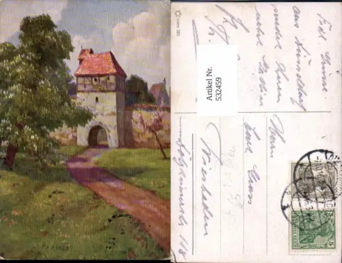 532459,Künstler AK F.A. Kerer Dorf Turm