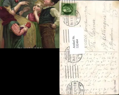 532464,Künstler AK Frau erzählt Kinder Märchen Puppe pub Novolito 10690