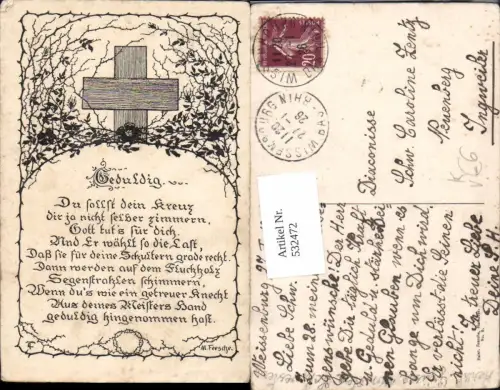 532472,Künstler AK Spruch Geduldig M. Feesche Hannover n. Neuenberg Ingweiler