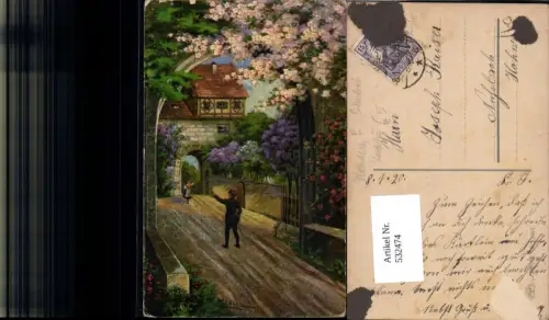 532474,Künstler AK E. Student Studentika Wanderer Student