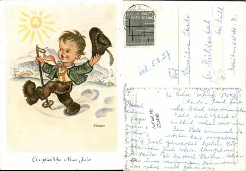 532480,Künstler AK mundgemalt Arnulf Kind Bub Sonne pub Dennoch 105