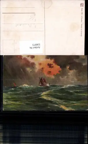 536973,Künstler AK F. Bernhard Segelschiff Meer Wellen Sturm