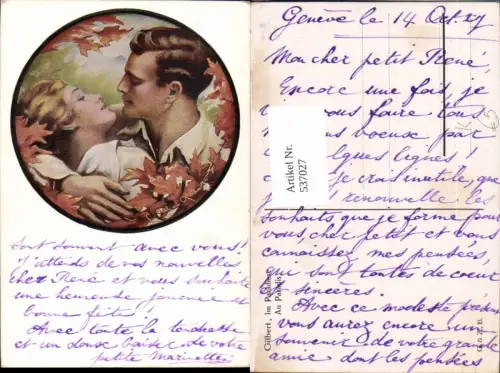 537027,Künstler AK Gilbert Im Paradiese Paar Liebe Umarmung Passepartout