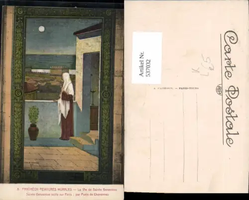 537032,Künstler Litho Puvis de Chavannes La Vie de Sainte Genevieve Heilige Religion
