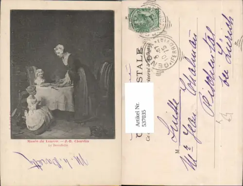 537035,Künstler AK J. B. Chardin Le Benedicite Frau Kinder Essen Tisch