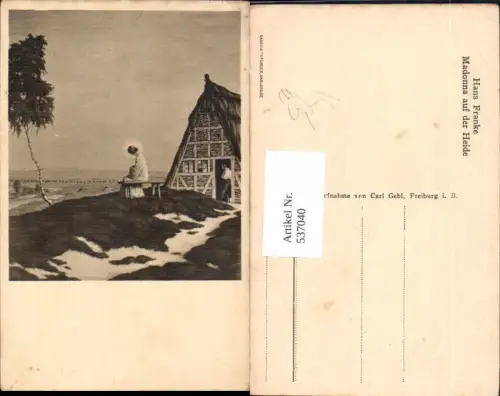 537040,Künstler AK Hans Franke Madonna auf der Heide Frau Heiligenschein Religion