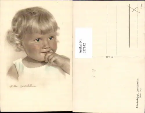 537142,tolle Künstler AK Lotte Herrlich Kinderköpfe 224euro4 Mädchen Portrait