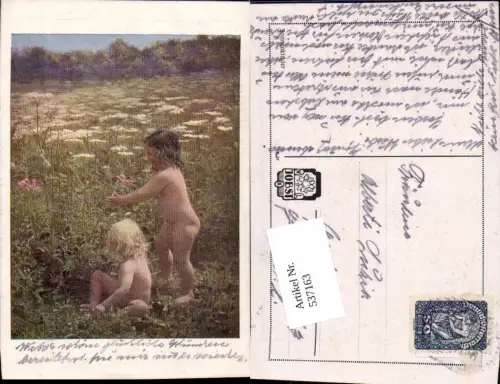 537163,tolle Künstler AK Sonnenkinder Mädchen im Feld pub Jobst